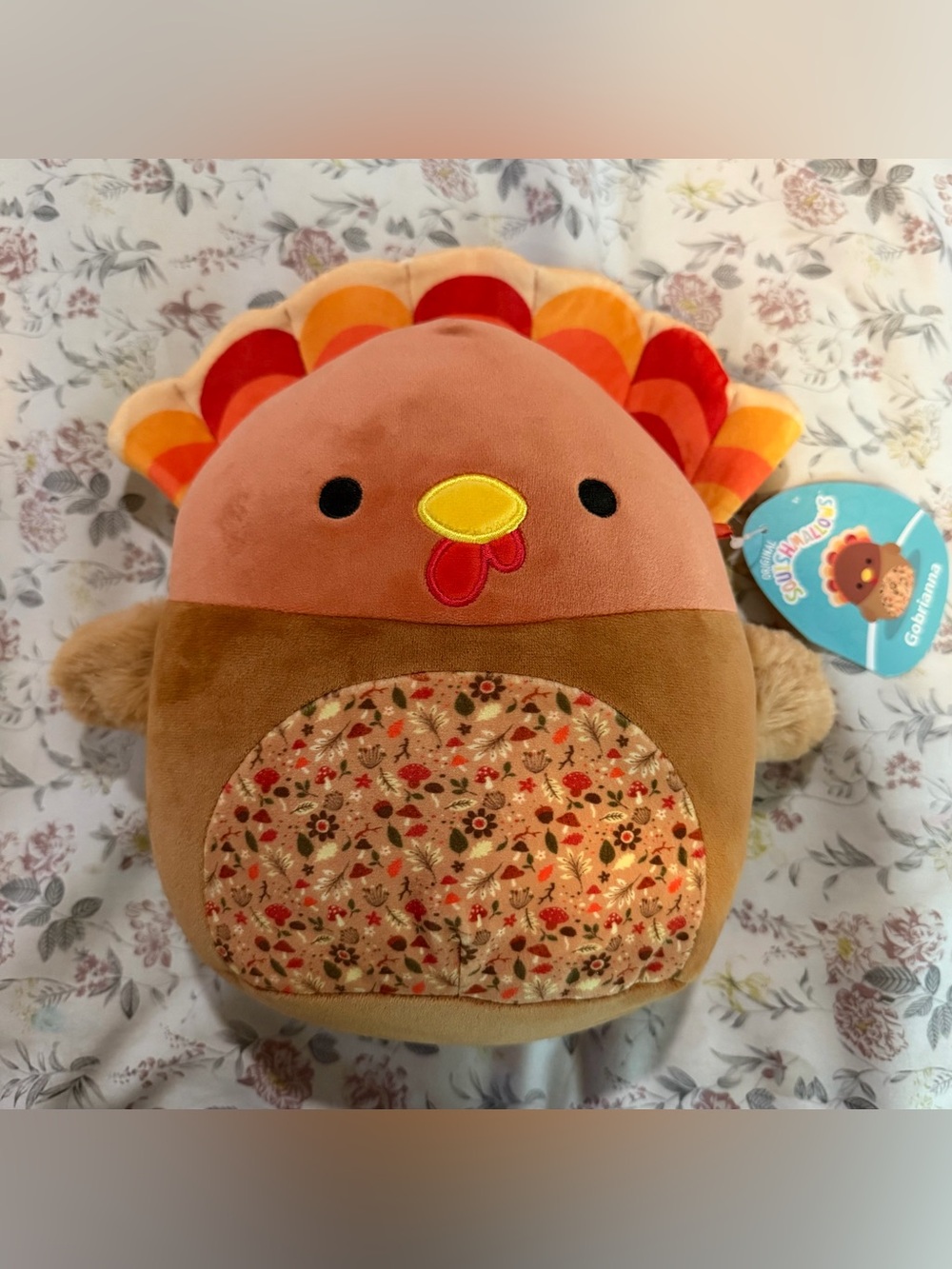 Squishmallows Plush Turkey Pillow - Brown, Orange, Yellow, Red